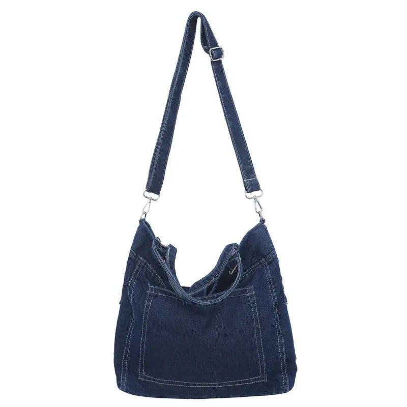 binfenxie Denim Women's Bag New Eco Reusable Ladies Handbags Canvas Shopping Travel Shoulder Bags Unisex Jeans Bag Shoppers