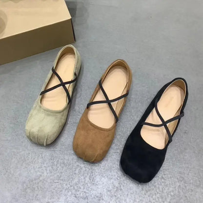 binfenxie  -   New Brand Women Flats Fashion Square Toe Shallow Mary Jane Shoes Soft Casual Ballet Shoes Slingback Shoes