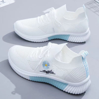 Woman Vulcanized Sneakers Women's Shoes Spring White Breathable Sports Mesh Versatile Summer Flats Hollow Walking No-slip New