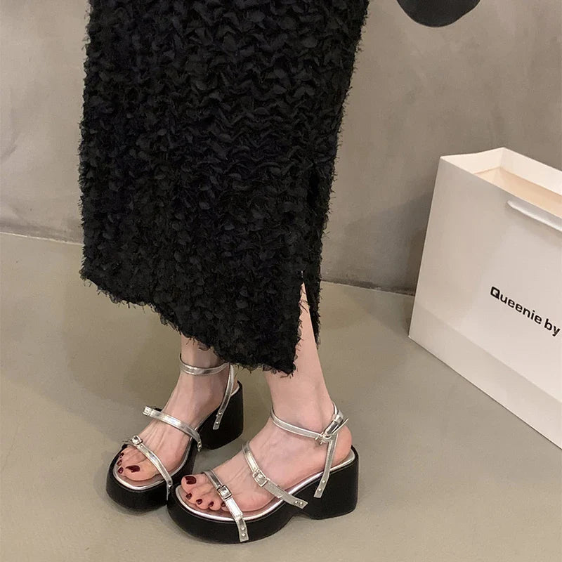 Summer Chunky Women Sandals Fashion Open Toe Platform Wedges Heel Shoes Ladies Outdoor Dress Gladiator Pumps