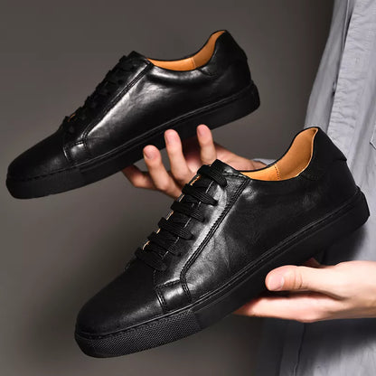 Men Shoes Genuine Leather Casual Shoes Fashion Sneakers British style Cow Leather Men Shoes New Men Sneakers