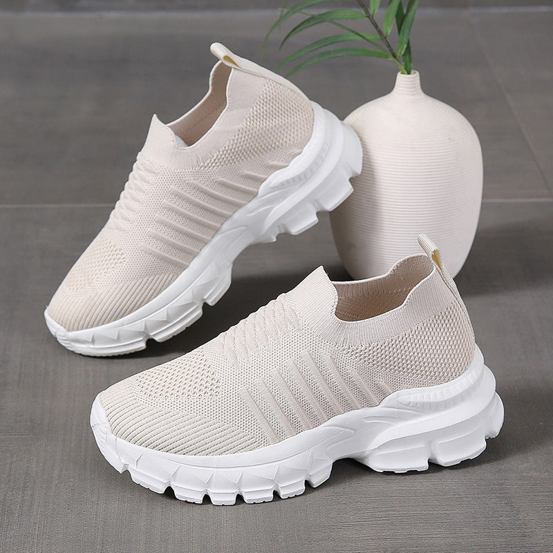 Women Knit Detail Slip On Wedge Sneakers