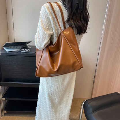 Commute Double Strap Solid Color Shoulder Tote Bags