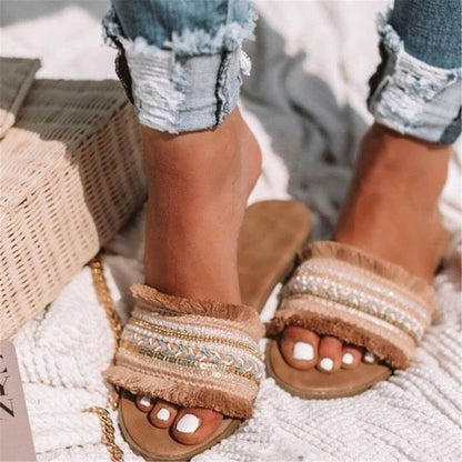 Women's Flat Bottom Fashion One Word Slippers Womens Shoes Comfort Summer Outdoor Beach Luxury Sandals Women Designers