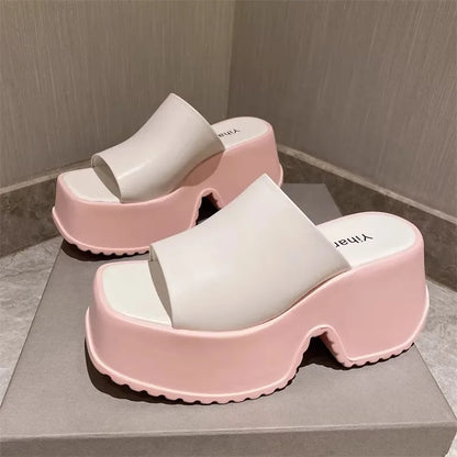 binfenxie 2024 Summer Platform Women Slippers Fashion Elegant Open Toe Increase Shoes Ladies Outdoor Dress Thick High Heel Sandal