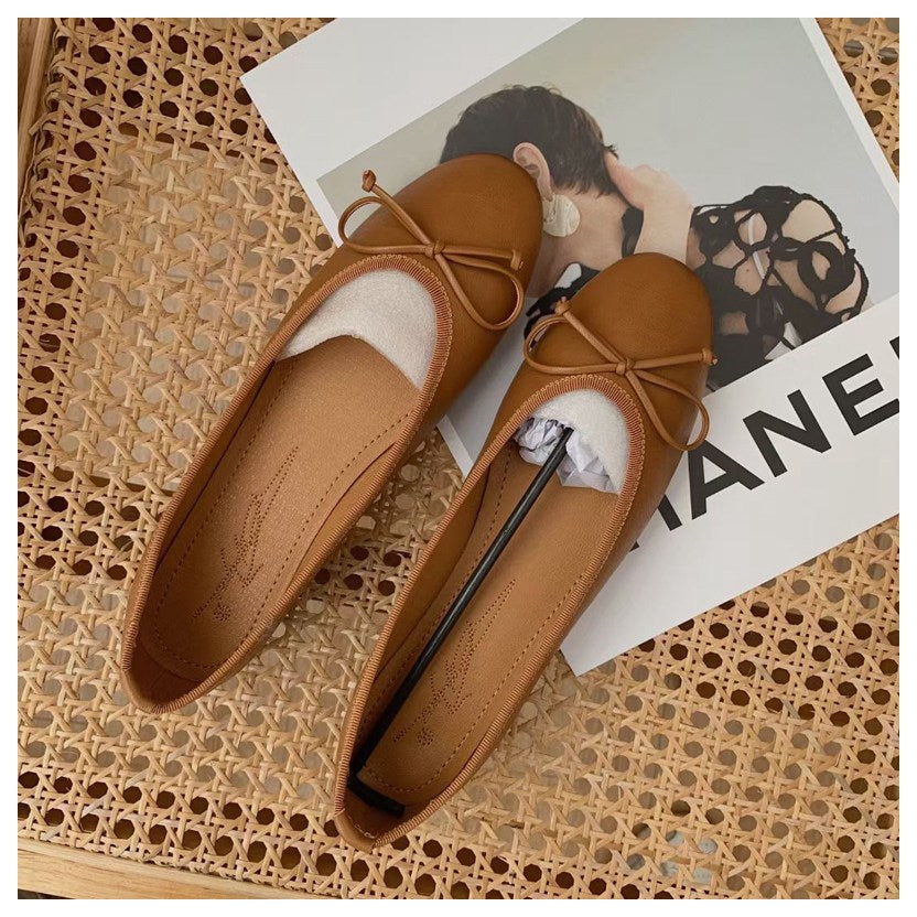 Classic Female Flats Ballerina Shoes Women Fashion Brand Round Toe Ballet Bow Knot Shallow Moccasin Slip On Loafer Big size