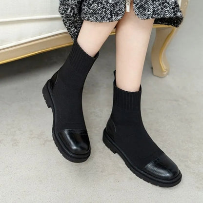 Booties Chunky Short Shoes for Women Brown Sock Footwear Platform Elastic Female Ankle Boots Trend Y2k New In Fashion Pu 39