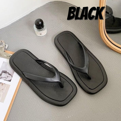 New Summer Flip Flops Slippers Fashion Korean Anti-slip Flat Sandals for Women Vacation Outing Casual Clip Toe Slides PVC