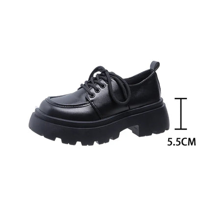 Women Spring New Black Platform Flats Shoes Women Loafers Slip on Boat Shoes Designer Casual Leather Oxfords