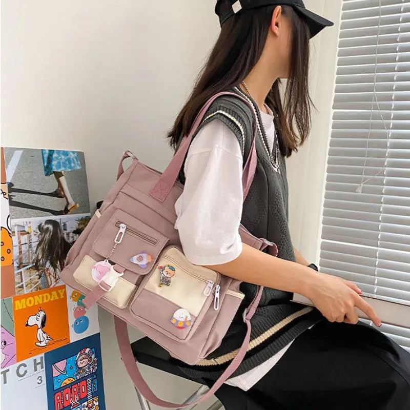 binfenxie Waterproof Canvas Women Handbags Shoulder Bag Nylon Ladies Messenger Bag Oxford Bags Tote Book Bags for Girls Satchels