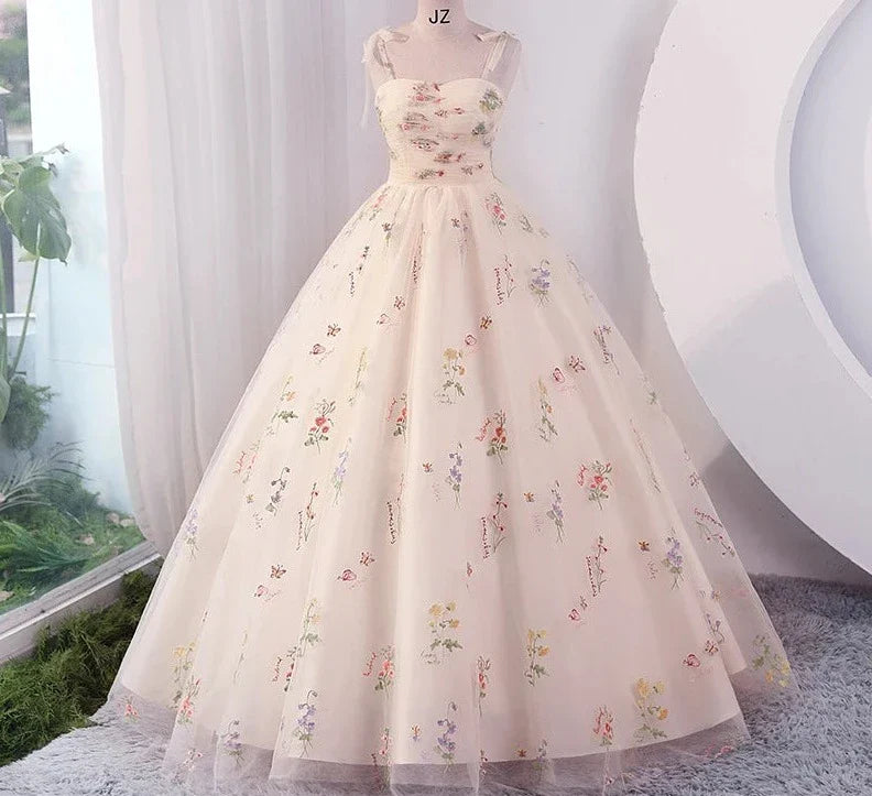 Luxury Floral Embroidery Long Prom Evening Wedding Shooting Dresses Women Summer Party Formal Occasions Reception Dress