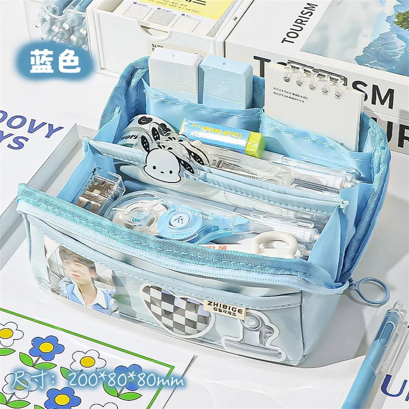 binfenxie Pencil Case Large Capacity Pen Case Estuches Escolares Kalemlik Astuccio Kawaii Productos Japanese Stationery Trousse Cute Bags