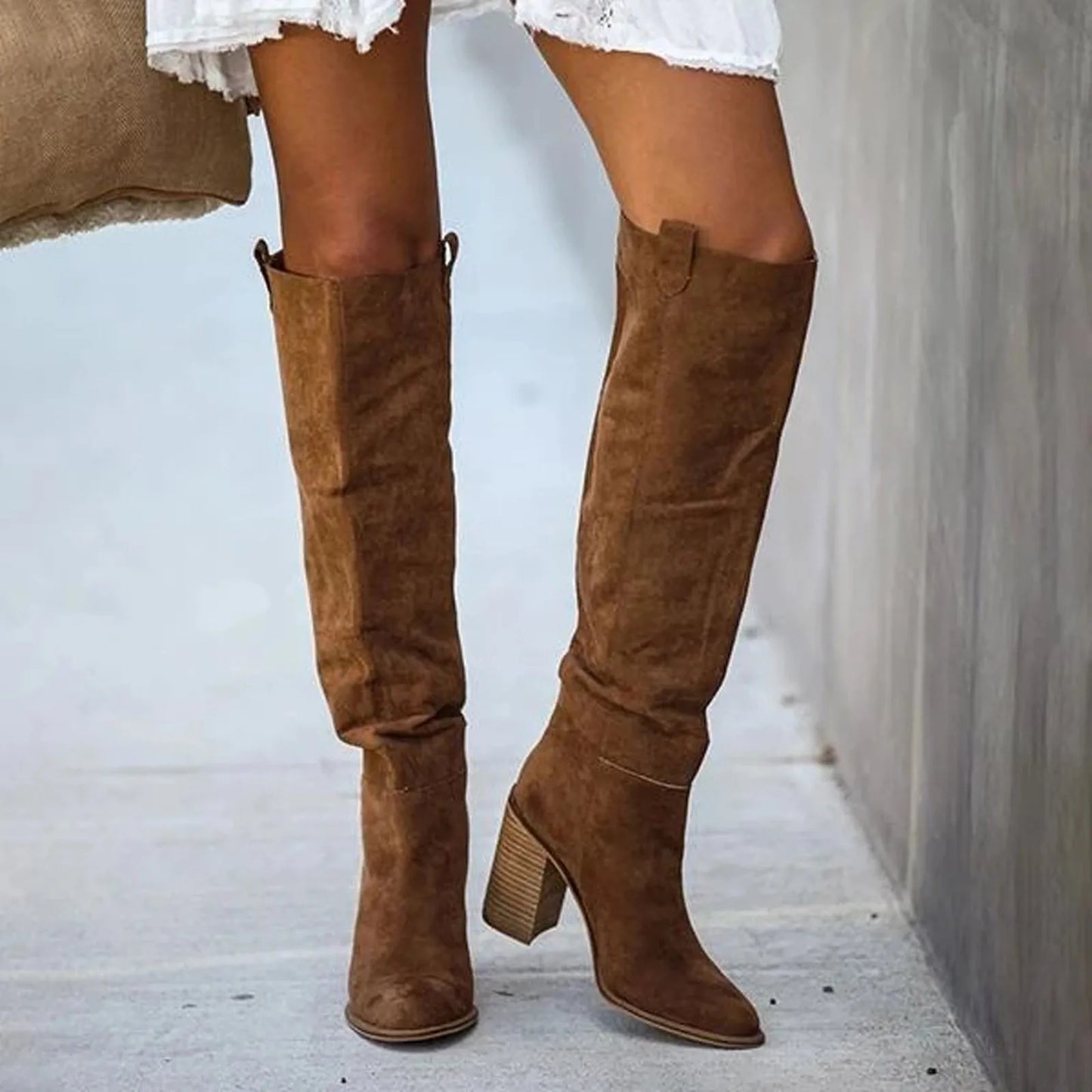 Women Fashion Casual Vintage Retro Long Knee-high Cowboy Boots Square Heel Shoes Boot Woman Bottes Femme Botas De Mujer Zapatos