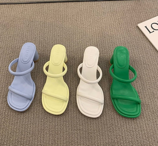 Summer Slides Open Toe Women Slipper Fashion Female Outdoor Thick Heel Sandal Slip On Beach Slides Sexy Pumps