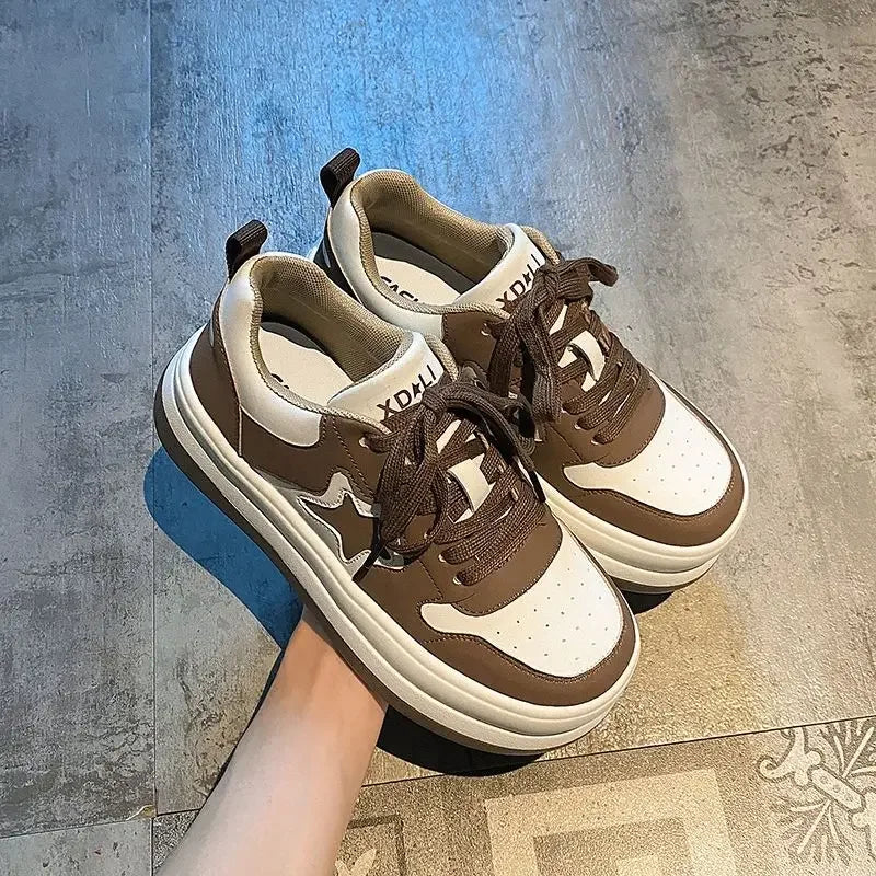 binfenxie  -  Vintage Platform Sneakers Spring Women's Sports Shoes Casual Flats Kawaii Black Brown Tennis Female Harajuku Vulcanize