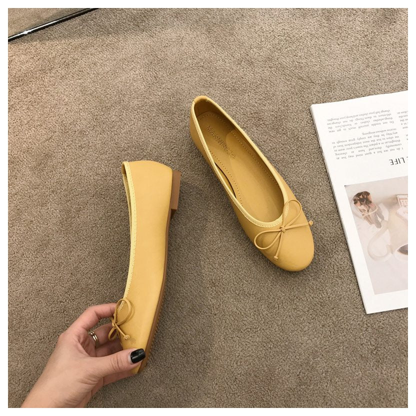 Classic Female Flats Ballerina Shoes Women Fashion Brand Round Toe Ballet Bow Knot Shallow Moccasin Slip On Loafer Big size