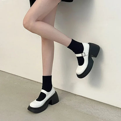 Futurecen Platform Mary Jane Shoes 2024 New Women's Shoes Women Thick Heels Trendy Street Lolita Shoes Round Toe Ankle Strap  Pumps