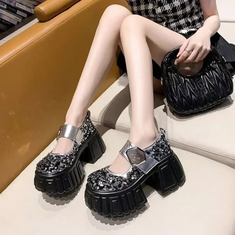 Futurecen  -  Hot Sale High Heels Loafers Women Shoes Sexy  Pumps Woman Uniform College Platform Mary Jane Shoes Ladies