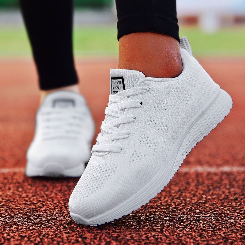 Women Casual Shoes Fashion Walking Mesh Flat Shoes For Women Sneakers  Gym Women Vulcanized Shoes White Black Tennis Female