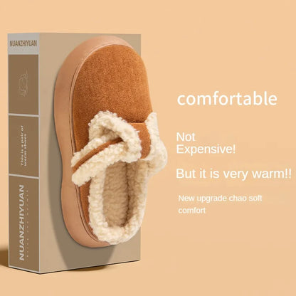 Warrior Girls Cotton slipper For Women Mules Shoes Indoor Outside Winter Home Warm Fluffy Slippers Fur Cotton Shoes All Wrapped