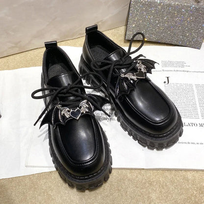 Futurecen Metal Chain Platform Lolita Gothic Shoes Woman 2023 Spring College Style Patent Leather Pumps Women Japan School Uniform Shoes