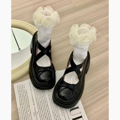 Futurecen Women Bow Marie Jane Shoes Platform Fashion Mid Heels Sandals Autumn New Pumps Lolita Shoes Dress Casual Chunky Shoes