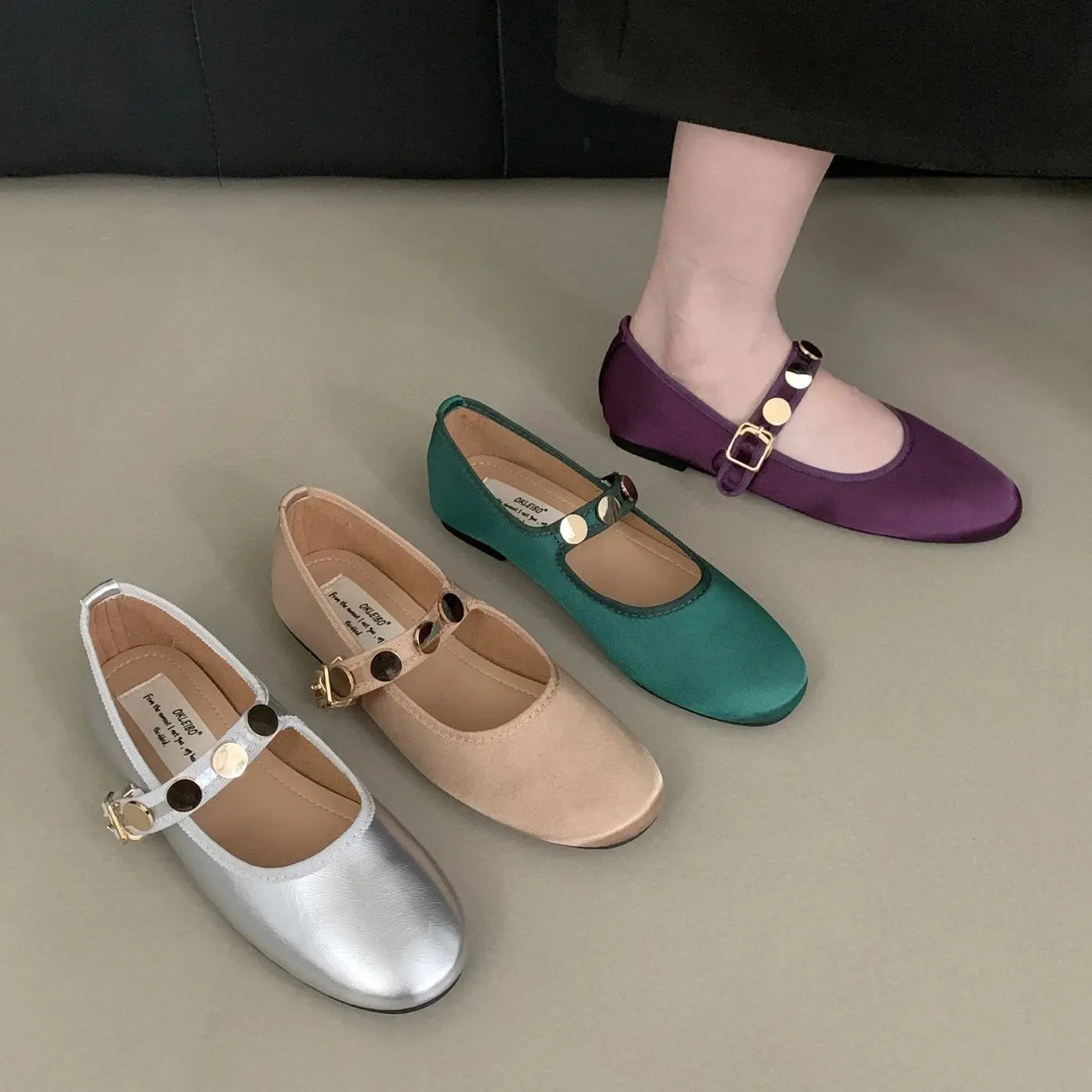 binfenxie  -   2024 Autumn Women Flats Fashion Shallow Ladies Mary Jane Shoes Square Toe Soft Flat Heel Outdoor Casual Ballerina Shoes