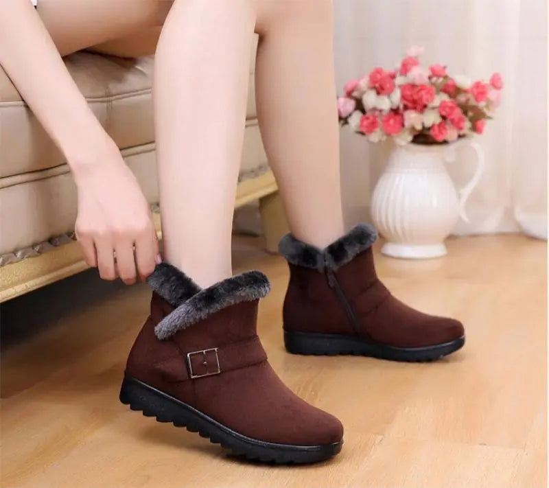 Winter Warm Women Boots Thick Plush Snow Boots Women Zipper Comfortable Outdoor Ankle Boots Casual Cotton Shoes Botas De Mujer