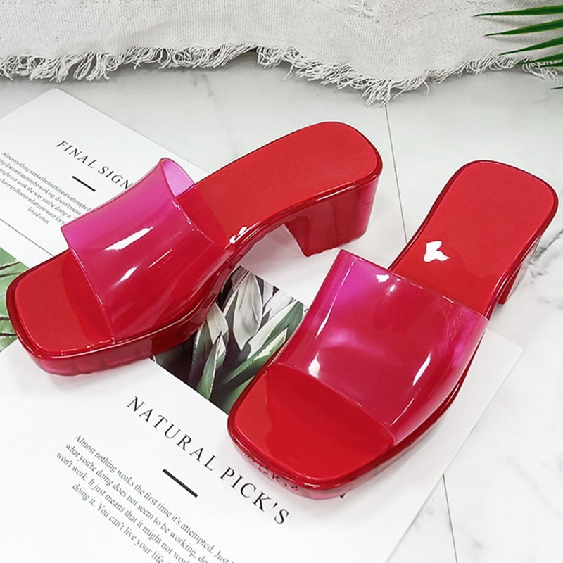 New Women Slippers Simple Solid Color  Non-slip Outdoor Beach Woman Sandals Fashion with Heel Slider Summer Female Shoes