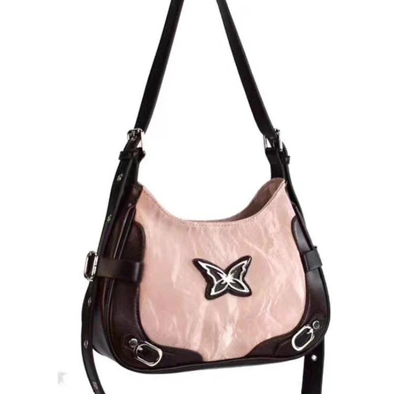 binfenxie Butterfly Pu Leather Shoulder Bag American Retro Handbag Armpit Bag Storage Bag Tote Women's Bags Purse Tote Bags Purse