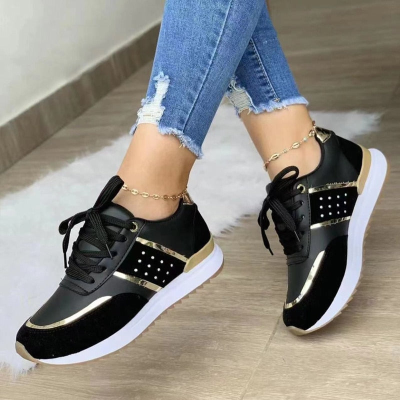 Sneakers Women Platform Shoes Leather Patchwork woman Casual shoes Sport Shoes Ladies Outdoor Running Vulcanized Shoes