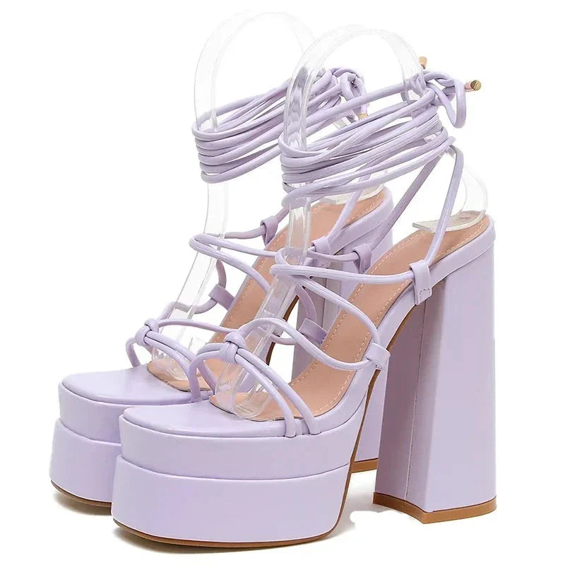 Ankle-Strap Woman Platform Sandals Shoes Heels High Platform Shoes Summer Sexy Elegant Fashion Woman Heels Shoes Sandals