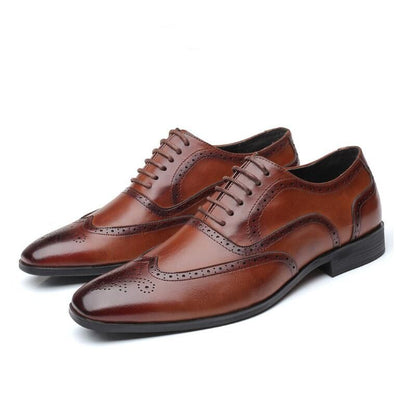 Men's Classic Retro Brogue Shoes Mens Lace-Up Leather Dress Business Office Flats Men Wedding Party Oxfords EUR Sizes 38-48