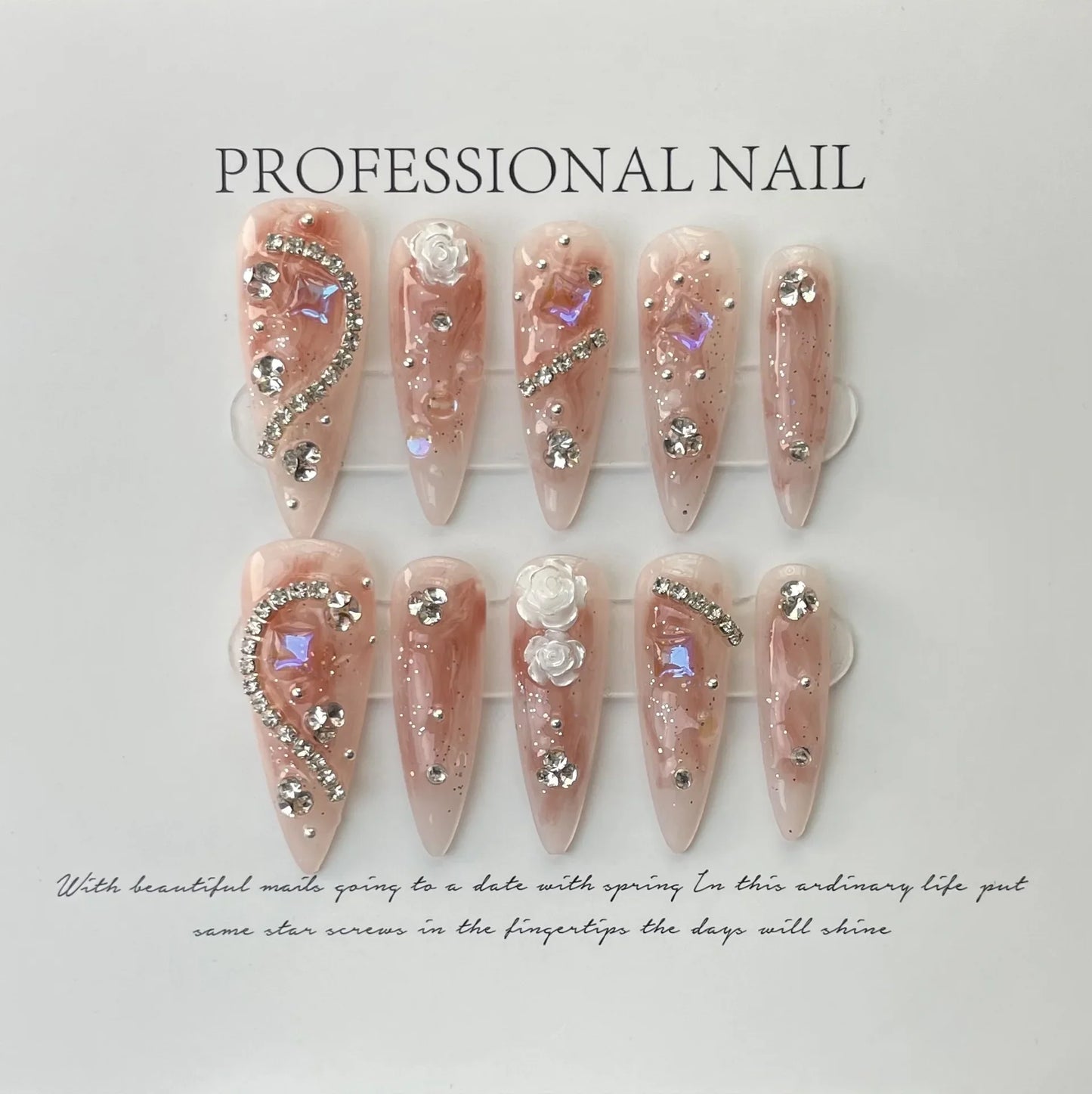 10pcs detachable almond handmade false nails ballet wearable Maillard style artificial nail with glue fall winter press on nails