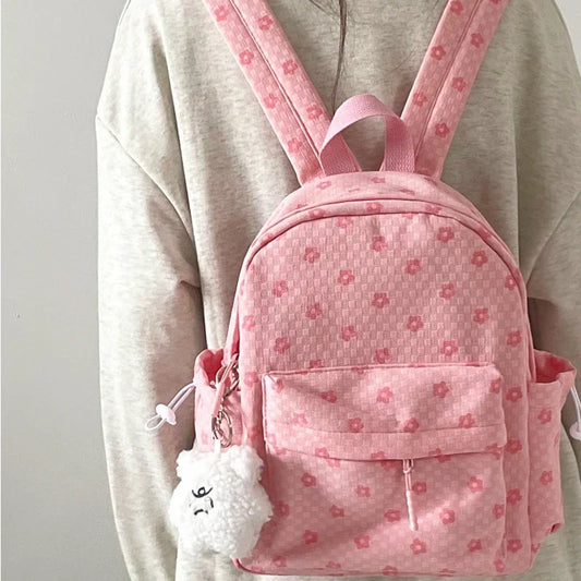 binfenxie Mini Japanese Sweet Floral Print Backpack Casual Y2k Aesthetic Preppy Schoolbags Women Kawaii All Match Backpacks for Students