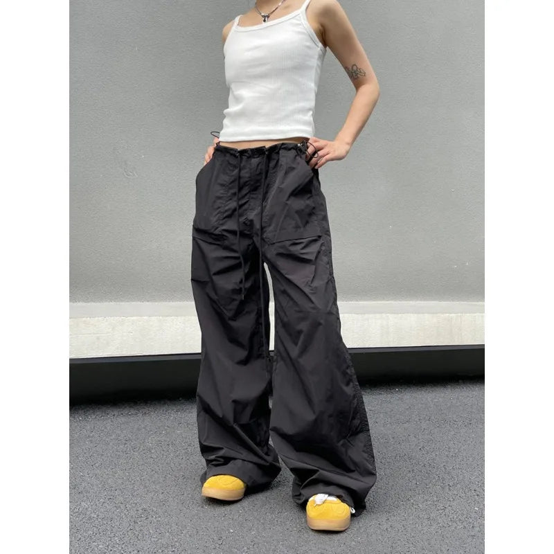 binfenxie Vintage Harajuku Oversized Pants Women America Retro Baggy Casual New Cargo Trousers Man Y2k Summer Streetwear Loose