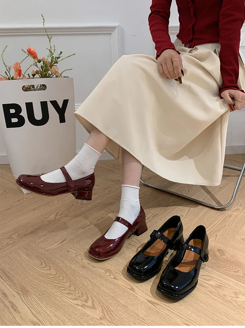 Futurecen 2024 Spring Vintage Women's Mary Jane Shoes Fashion Shallow Low Heels Pumps Ladies Elegant Black Single Shoes