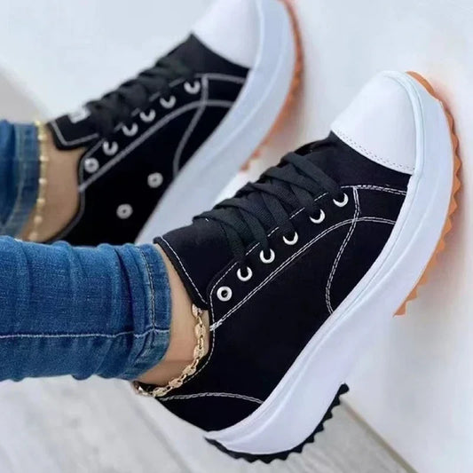 Woman Platform Sneakers Women Casual Shoes Female Canvas Shoes Tennis Ladies Shoes Chunky Sneakers Lace Up Shoe Plus Size