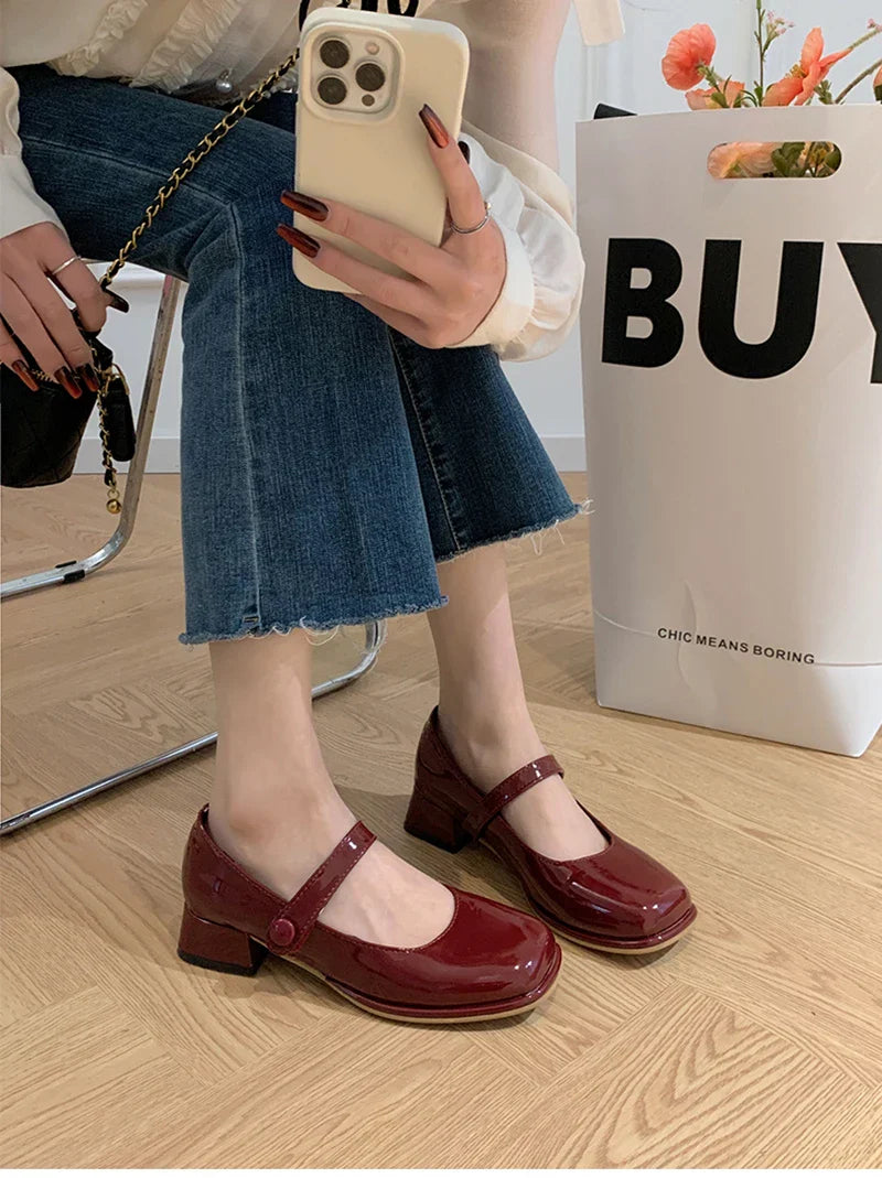 Futurecen 2024 Spring Vintage Women's Mary Jane Shoes Fashion Shallow Low Heels Pumps Ladies Elegant Black Single Shoes