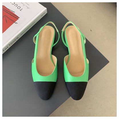 Classic Elegant Mixed Color Slingback Sandals Women Elastic Band Back Strap Flat Ballet New Design Shoes Brand Mule Office