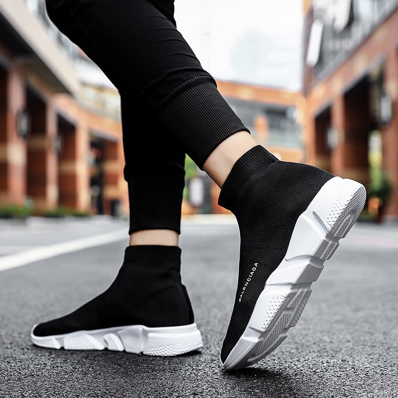 Black Socks Sneakers Men Slip on High Sports Shoes Women Large Size 45 Fashion Unisex Breathable Brand Casual Sneakers Men