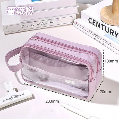 binfenxie Pencil Case Transparent Pencil Box Kawaii Stationery Pen Bag Estuche Piornik Astuccio Scuola Portable School Supplies Korean