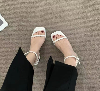 Summer New Narrow Band Women Sandal Shoes Fashion Thick Heel Ladies Elegant Rome Open Toe Sandalias Dress Pumps