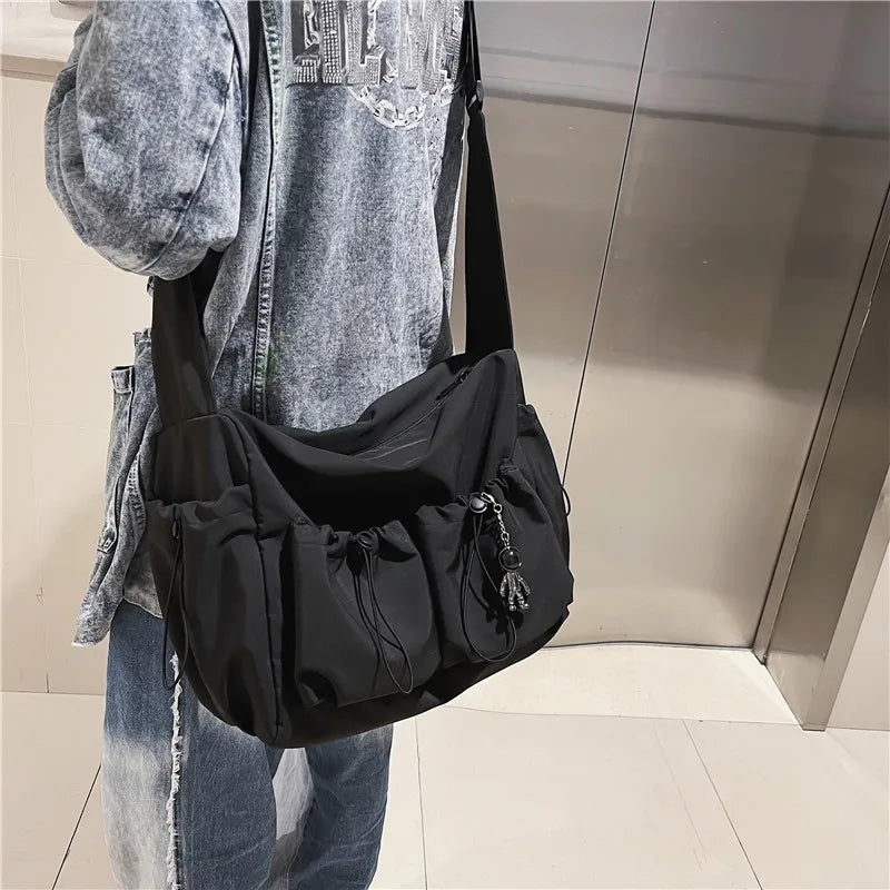 binfenxie Fashion brand literary youth shoulder bag solid color lovers versatile work clothes bag