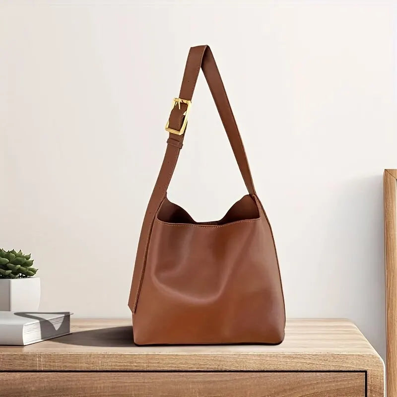 binfenxie All-Match Women Shoulder Bag Solid Fashion Handbag Crossbody Bag Women's Minimalist PU Leather Bag For Work