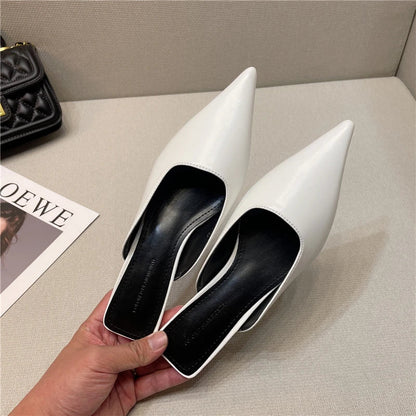 binfenxie Designer Women Pointed Toe Mules Slippers Fashion Shallow Slip On Slides Shoes Ladies Elegant Outdoor Low Heel Shoes