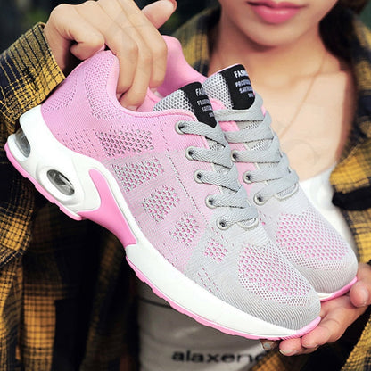 Ladies Trainers Casual Mesh Sneakers Pink Women Flat Shoes Lightweight Soft Sneakers Breathable Footwear Basket Shoes Plus Size