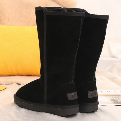 Women's Luxury Suede Leather Warm Snow Boots Winter Designer Plush Fluffy Anti-cold Zipper Platform Shoes Zapatos De Mujer