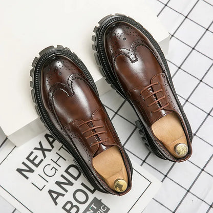 Spring Men Formal Business Thick Soled Oxford Shoes Luxury Men's Dress Shoes Male Casual Genuine Leather Wedding Party Loafers