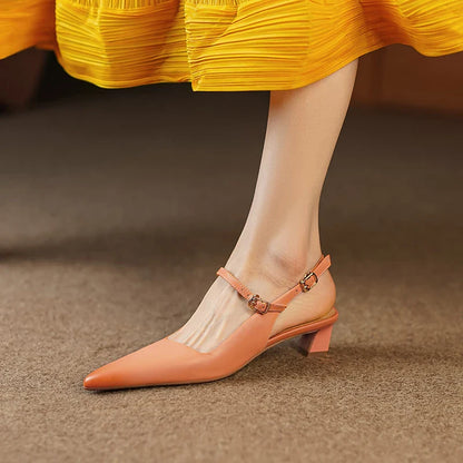 New Fashion Genuine Leather Summer Shoes Women Sexy Ladies Luxury Dress Shoes Buckle Thin High Heels Sandals Heels Women